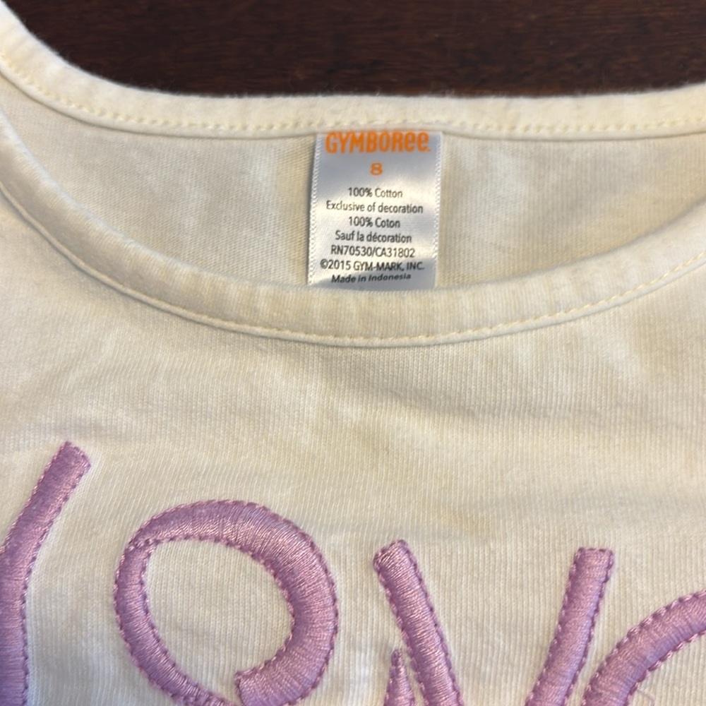 Gymboree Girl Ivory with Purple Love Pointe Shoes Gem Top Size 8 - Picture 4 of 8